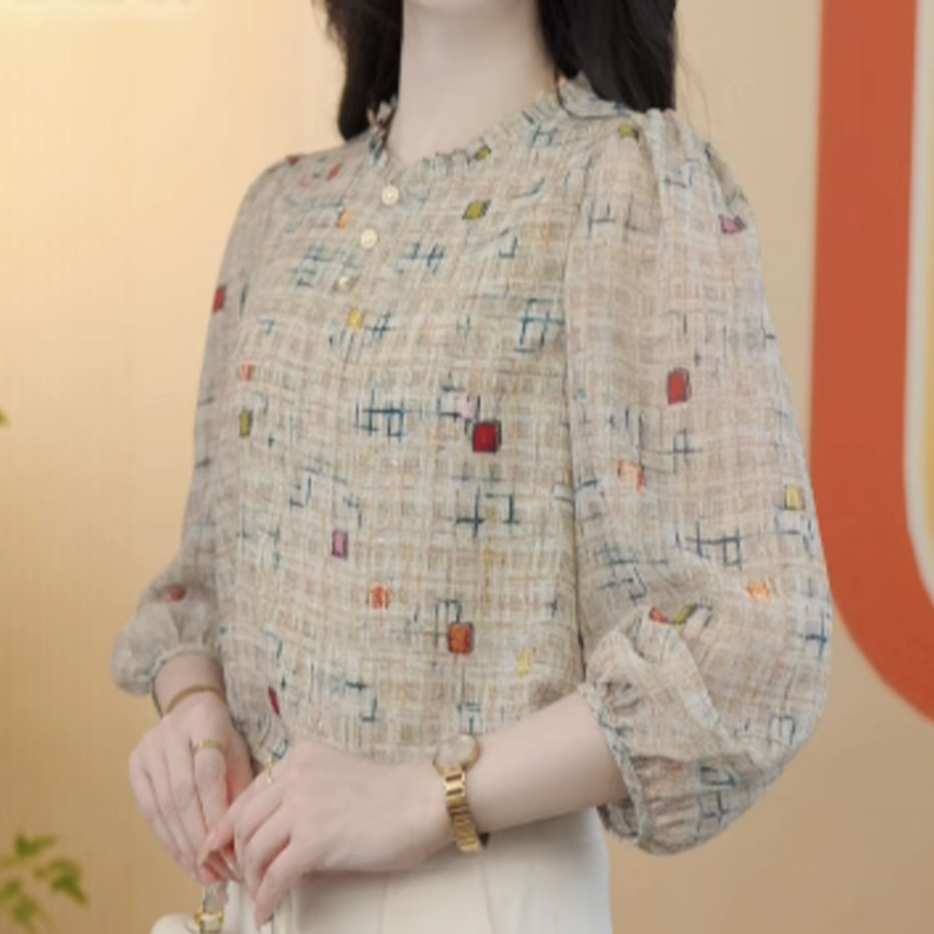 2026夏季新款七分袖高級優雅百搭感顯瘦襯衫女