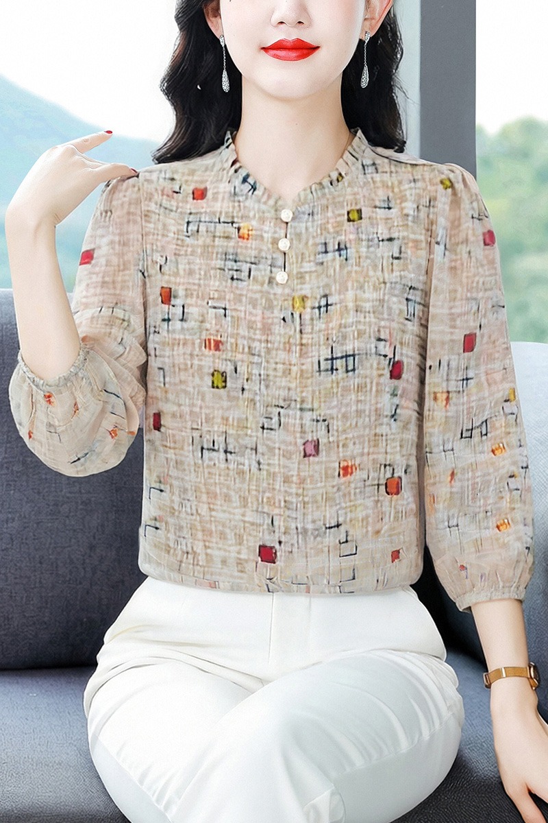實拍2026夏季新款七分袖木耳領高級優雅百搭感顯瘦襯衫女