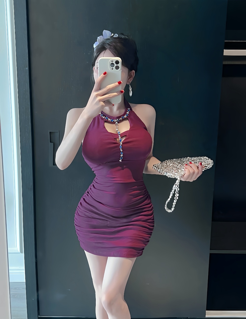 MY13291# 法式名媛镂空挂脖修身显瘦包臀连衣裙女裝貨源服裝批發