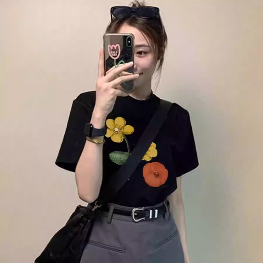 MY10816# 重磅/精梳纯棉纯棉92%棉8%氨纶S-3XL 夏装短袖T恤女女裝貨源服裝批發