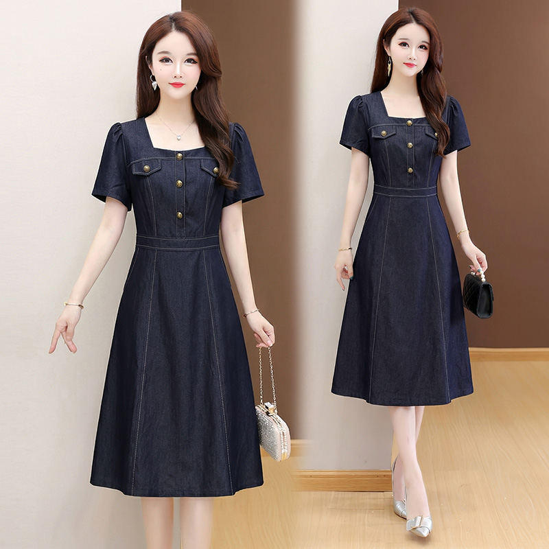 RY3491# 实拍有货 2026夏季新款短袖连衣裙天丝牛仔柔软透气修身洋...