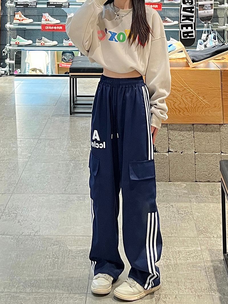 MY13063# 休闲裤女宽松阔腿美式直筒工装裤子女裝貨源服裝批發
