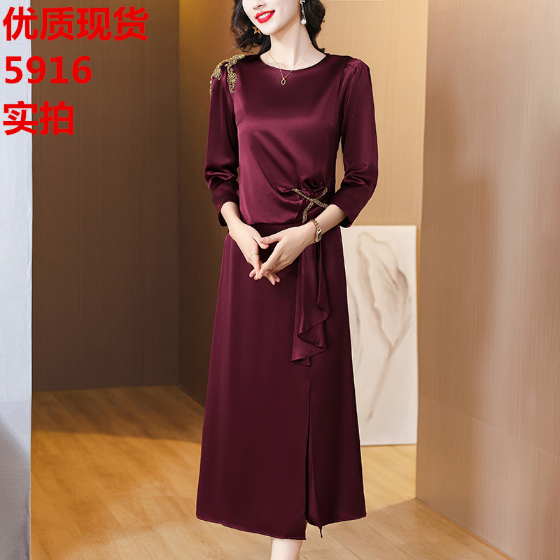 MY13978# 喜婆婆婚宴装连衣裙中年高档洋气丈母娘婚礼妈妈礼服显年轻女...