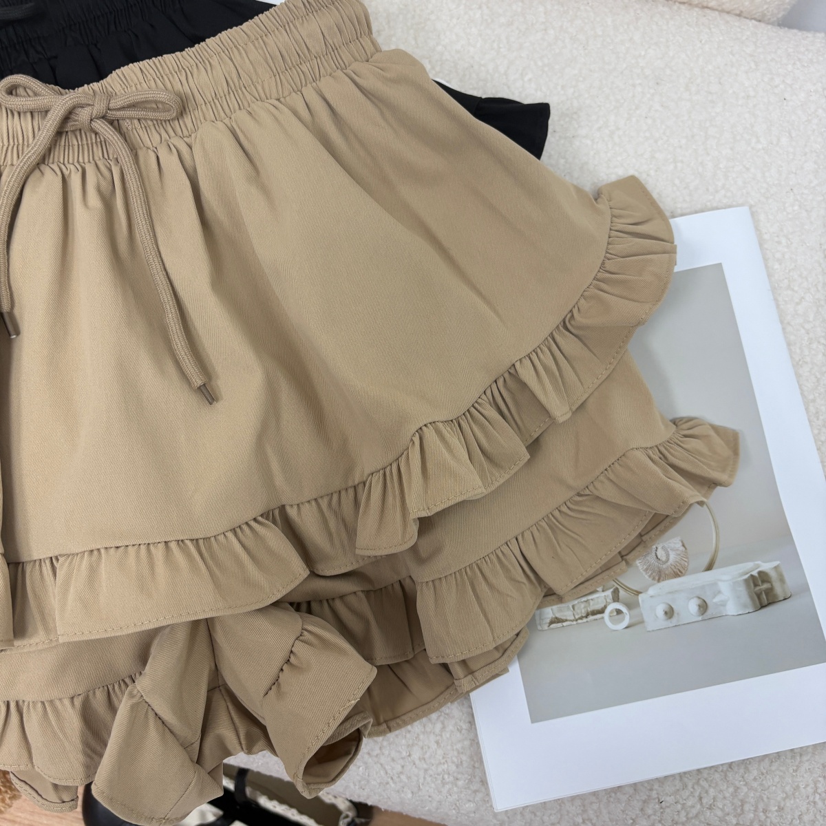 實拍 夏季新款韓系少女荷葉邊褲裙防走光半身裙甜美減齡a字短裙