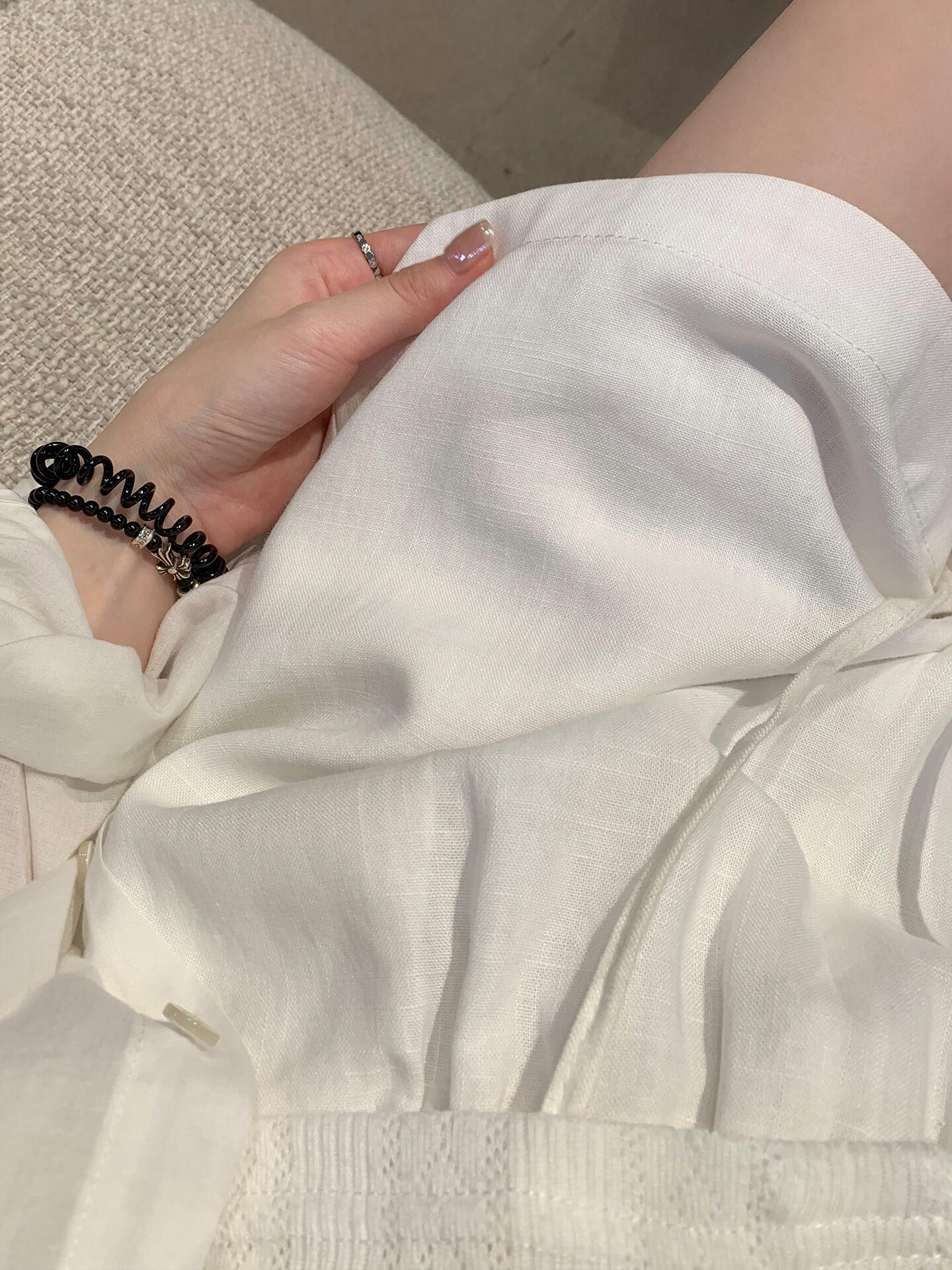 棉闊腿短褲女夏季薄款松緊腰抽繩小個子a字五分褲