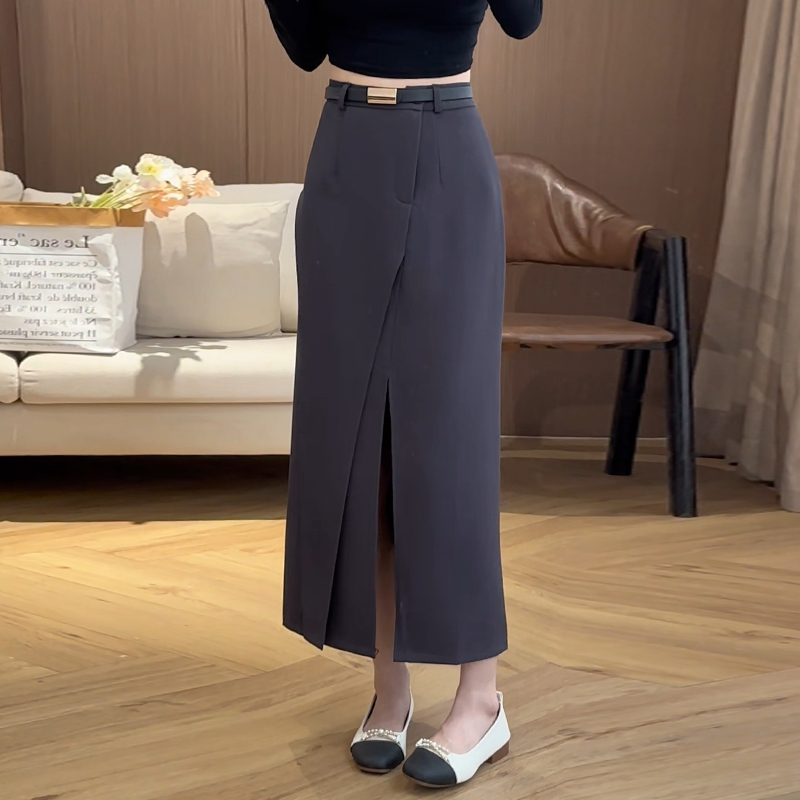 MY12516#新款a字开叉包臀中长裙子配腰带女裝貨源服裝批發