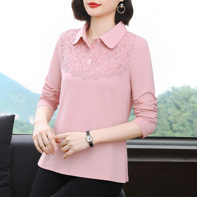 MY12674# POLO领短袖t恤女新款宽松刺绣中年妈妈翻领上衣女裝貨源服裝批發
