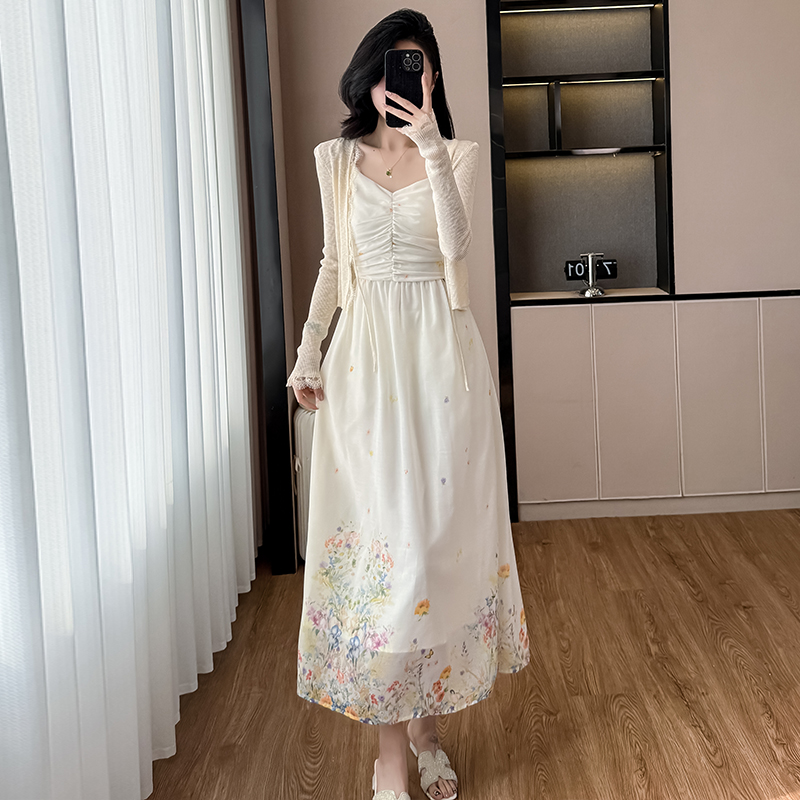 氣質時尚套裝裙女夏裝2026年夏季新款防曬開衫吊帶連衣裙子兩件套