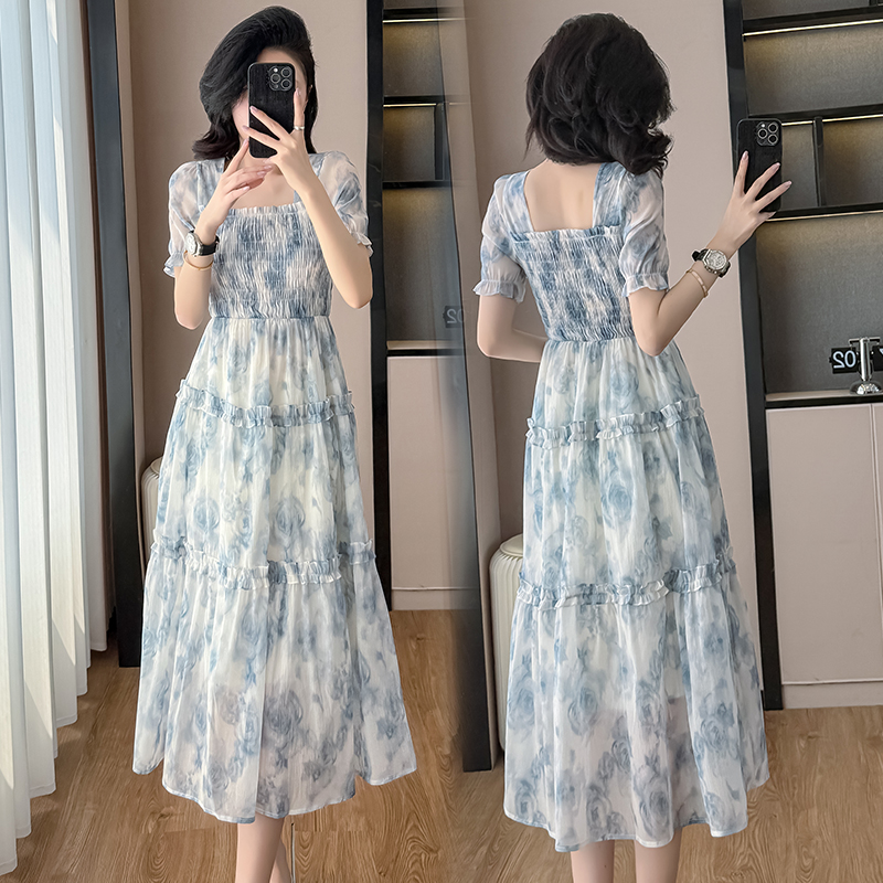 雪紡碎花連衣裙子夏季2026年新款女裝短袖茶歇氣質小個子顯瘦法式