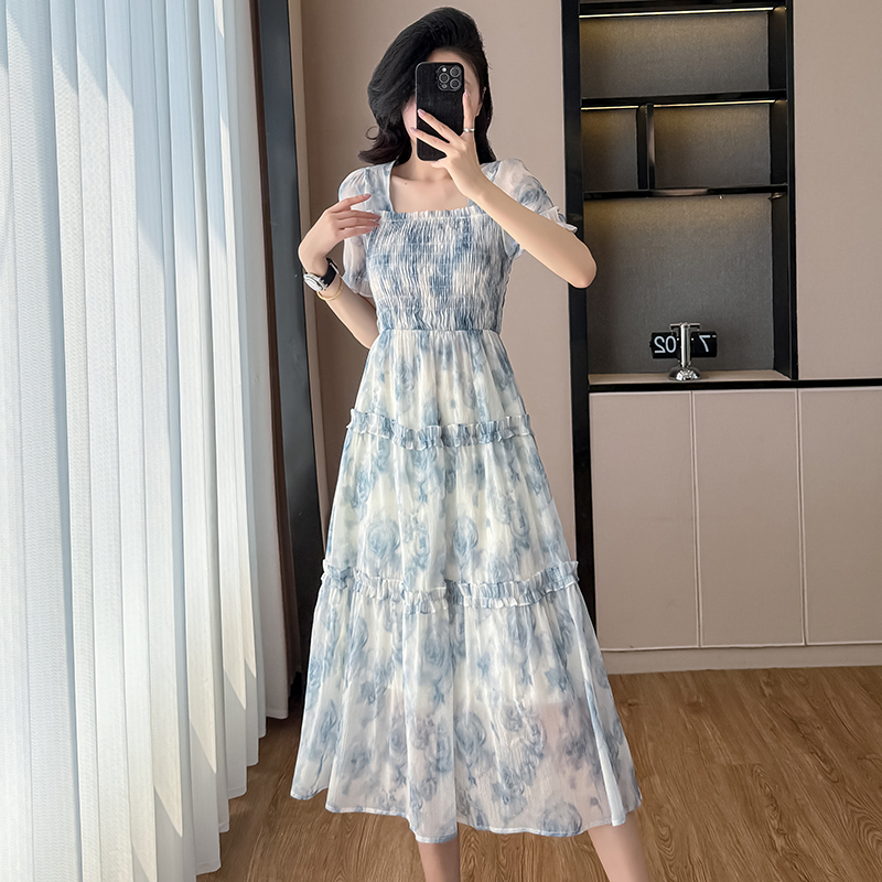 雪紡碎花連衣裙子夏季2026年新款女裝短袖茶歇氣質小個子顯瘦法式