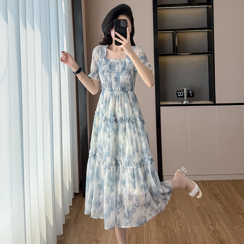 雪紡碎花連衣裙子夏季2026年新款女裝短袖茶歇氣質小個子顯瘦法式