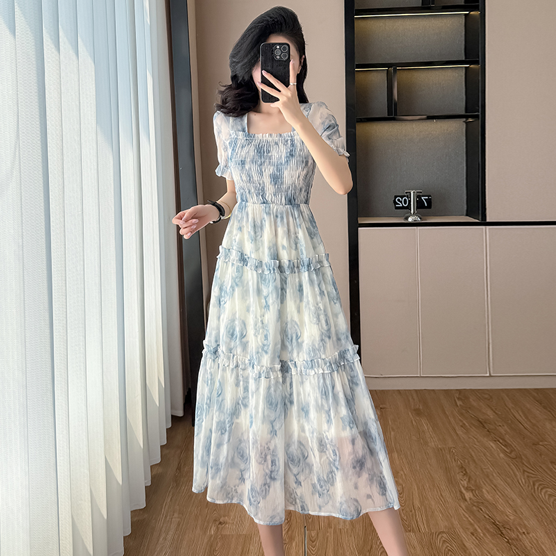 雪紡碎花連衣裙子夏季2026年新款女裝短袖茶歇氣質小個子顯瘦法式