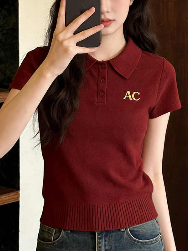 時尚休閑polo領短袖t恤女2026夏季新款輕奢顯瘦巨好看針織衫上衣