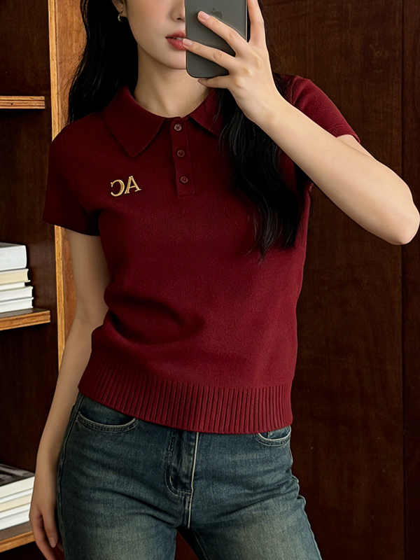 時尚休閑polo領短袖t恤女2026夏季新款輕奢顯瘦巨好看針織衫上衣