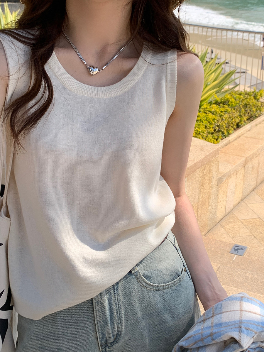 條紋背心女內搭新款夏外穿高級感打底吊帶寬松無袖針織小上衣