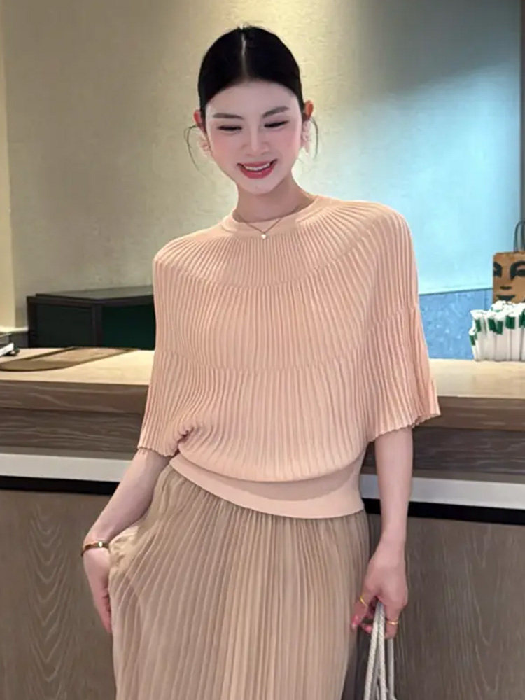 韓系穿搭短袖針織衫女2026新款夏季薄款小衫時尚顯瘦遮肉氣質上衣