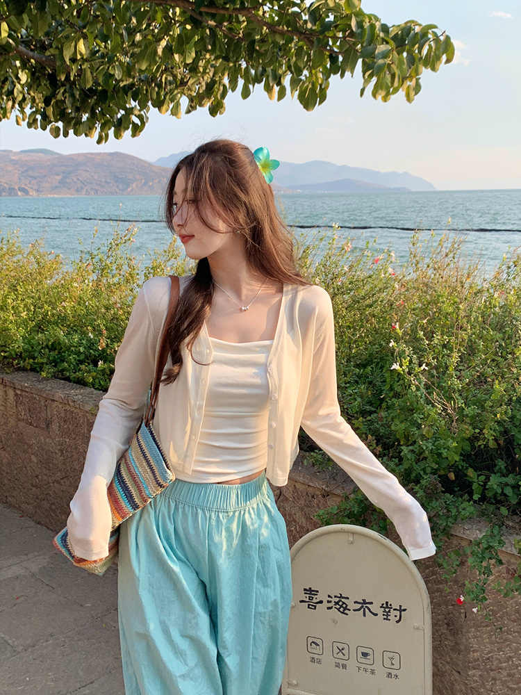 小外搭罩衫開衫女配吊帶云南穿搭夏日輕薄針織外套防曬上衣
