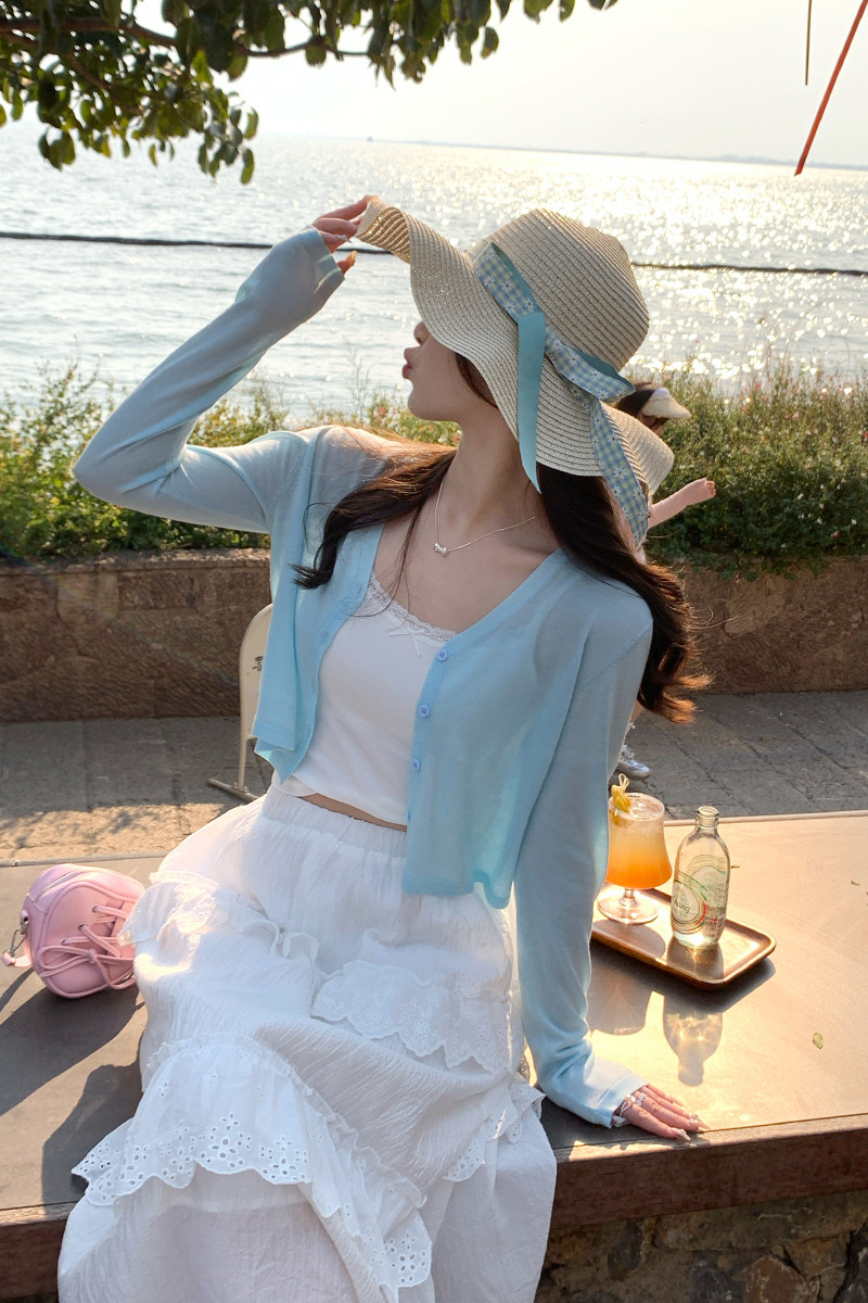 小外搭罩衫開衫女配吊帶云南穿搭夏日輕薄針織外套防曬上衣