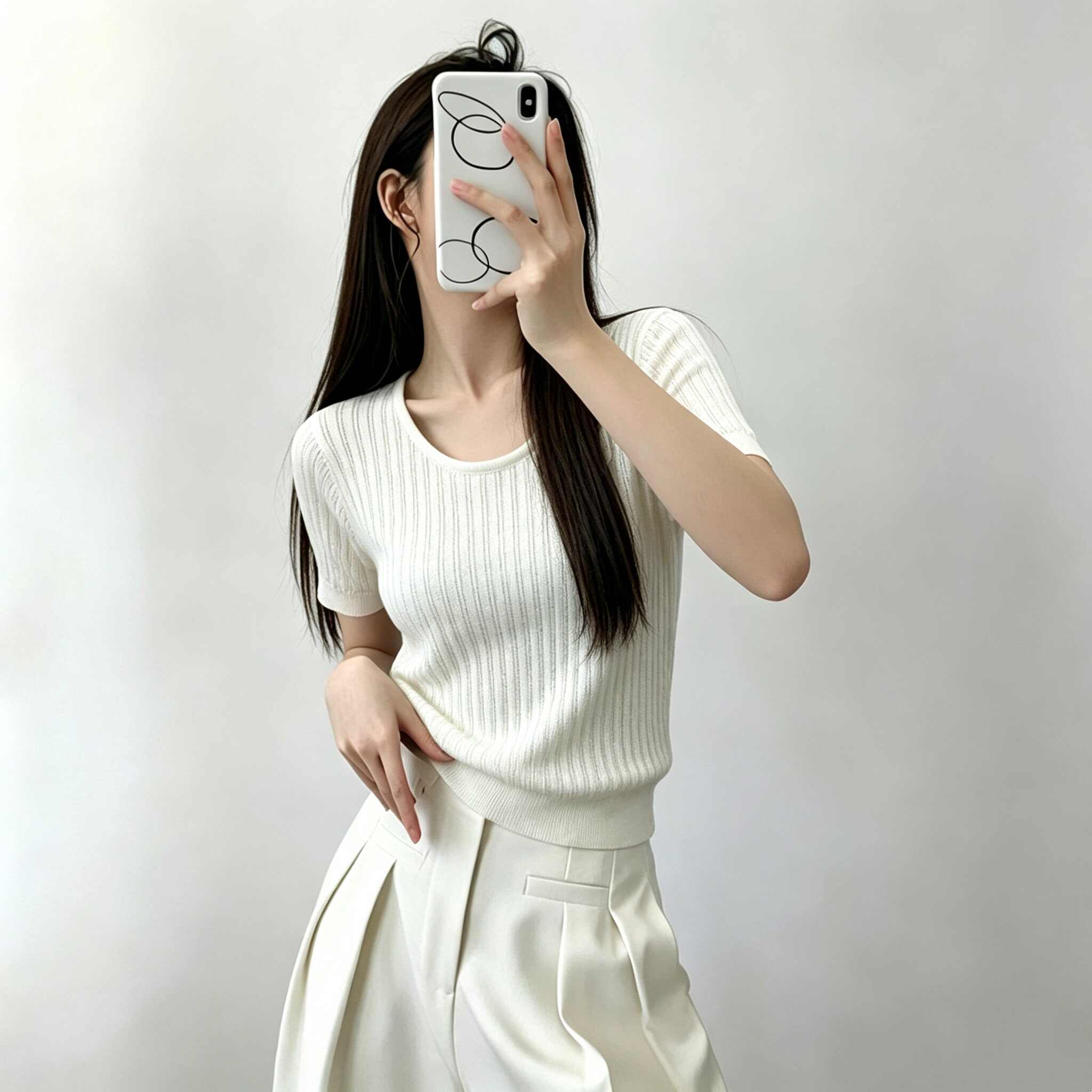 亞麻洗水絕美圓領坑條短袖針織衫女夏季薄款洋氣減齡t恤別致上衣