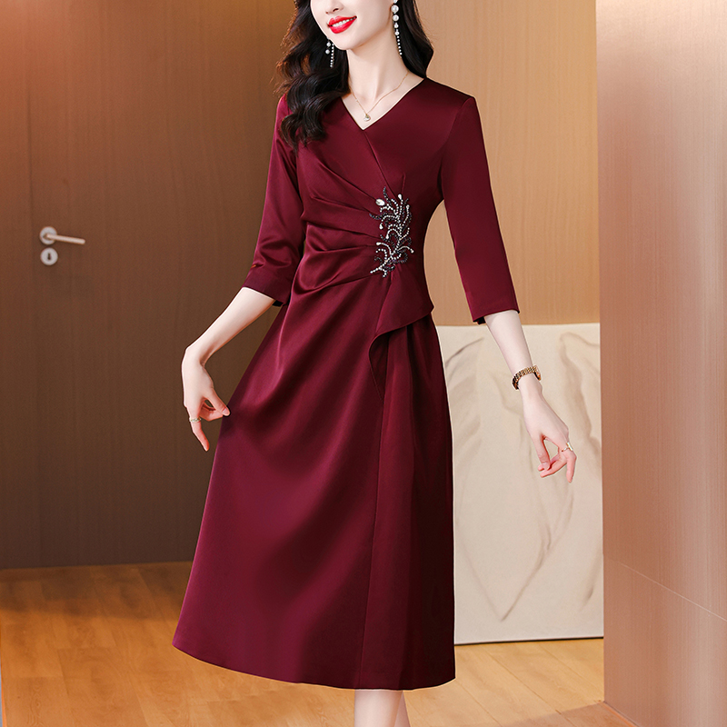 MY12494# 高贵年轻喜妈妈婚礼礼服新款连衣裙喜服高端喜婆婆婚宴装女裝...