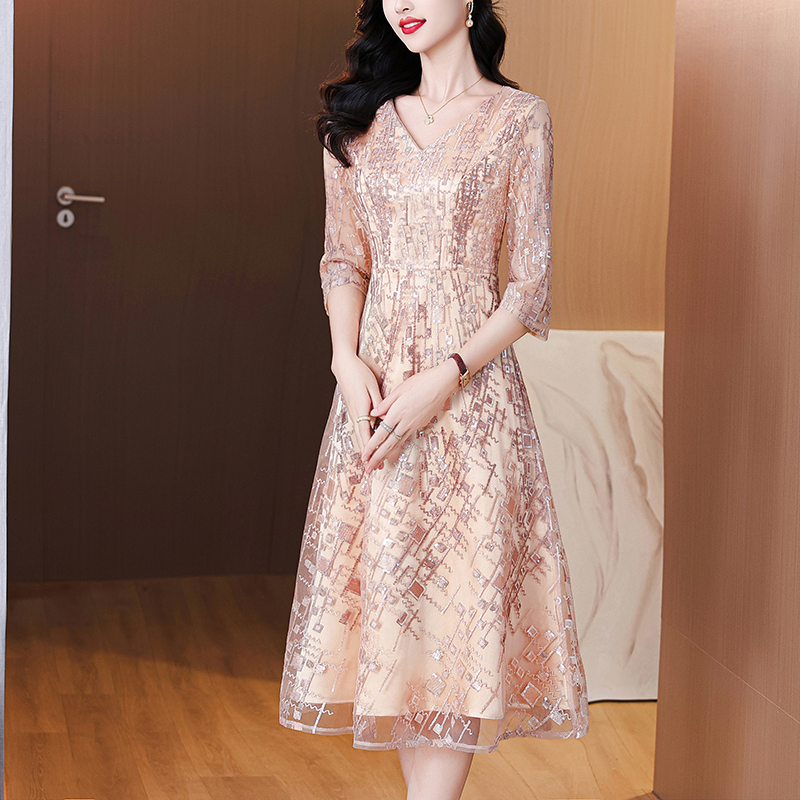 MY12487#高贵年轻喜婆婆婚宴装2025新款香槟色妈妈婚宴礼服婚礼女方...