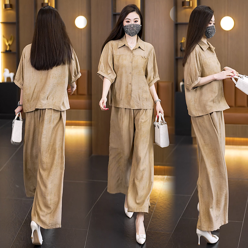 RY2323# 2026夏季新款大码女装胖妹妹时尚减龄宽松遮肉显瘦两件套套...