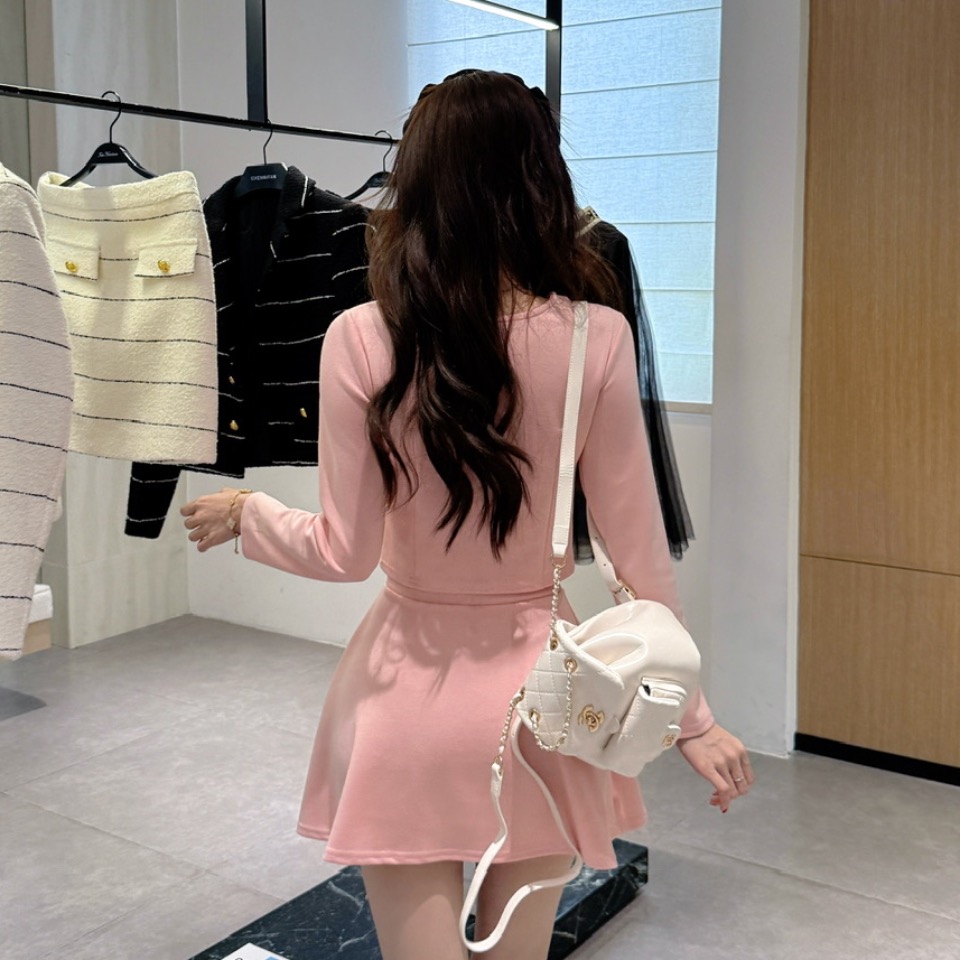 實拍兩件套長袖制服工裝打底裙子，不單賣不單退