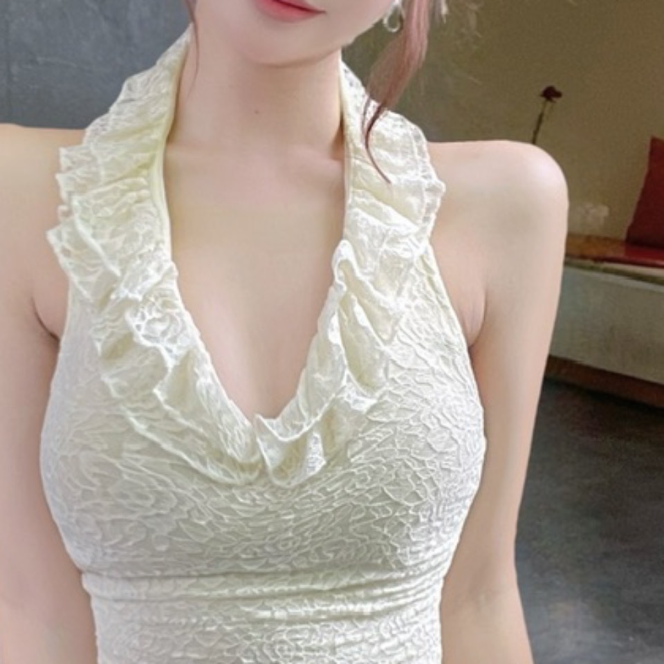 實拍性感低胸蕾絲包臀緊身打底連衣裙