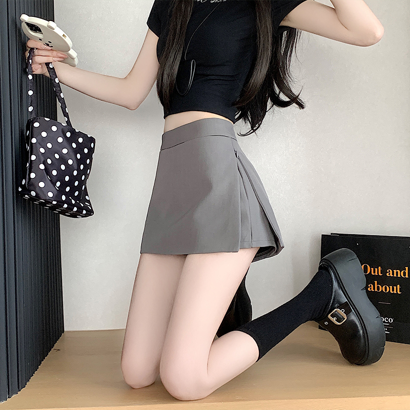 實拍復古辣妹A字包臀短裙2025春夏側開叉高腰百搭包臀半身裙褲裙