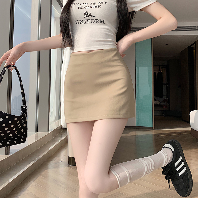 實拍純欲辣妹彈力半身裙女2026夏季高腰包臀裙百搭緊身打底一步裙