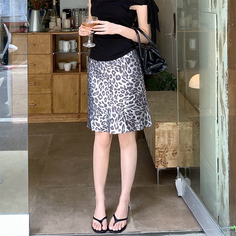 實拍美式復古豹紋半身裙女2026夏季新款高級感顯瘦包臀A字中裙