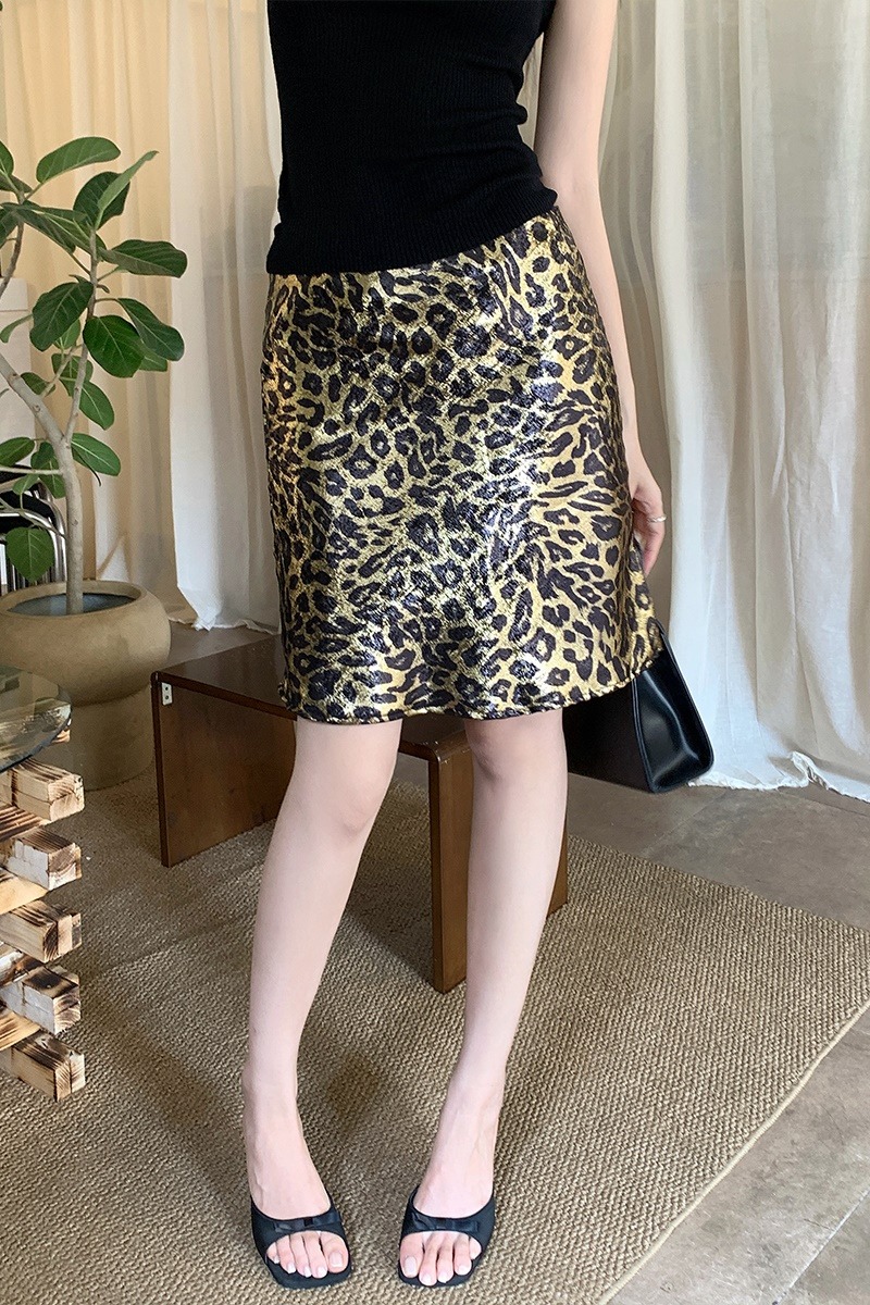 實拍美式復古豹紋半身裙女2026夏季新款高級感顯瘦包臀A字中裙