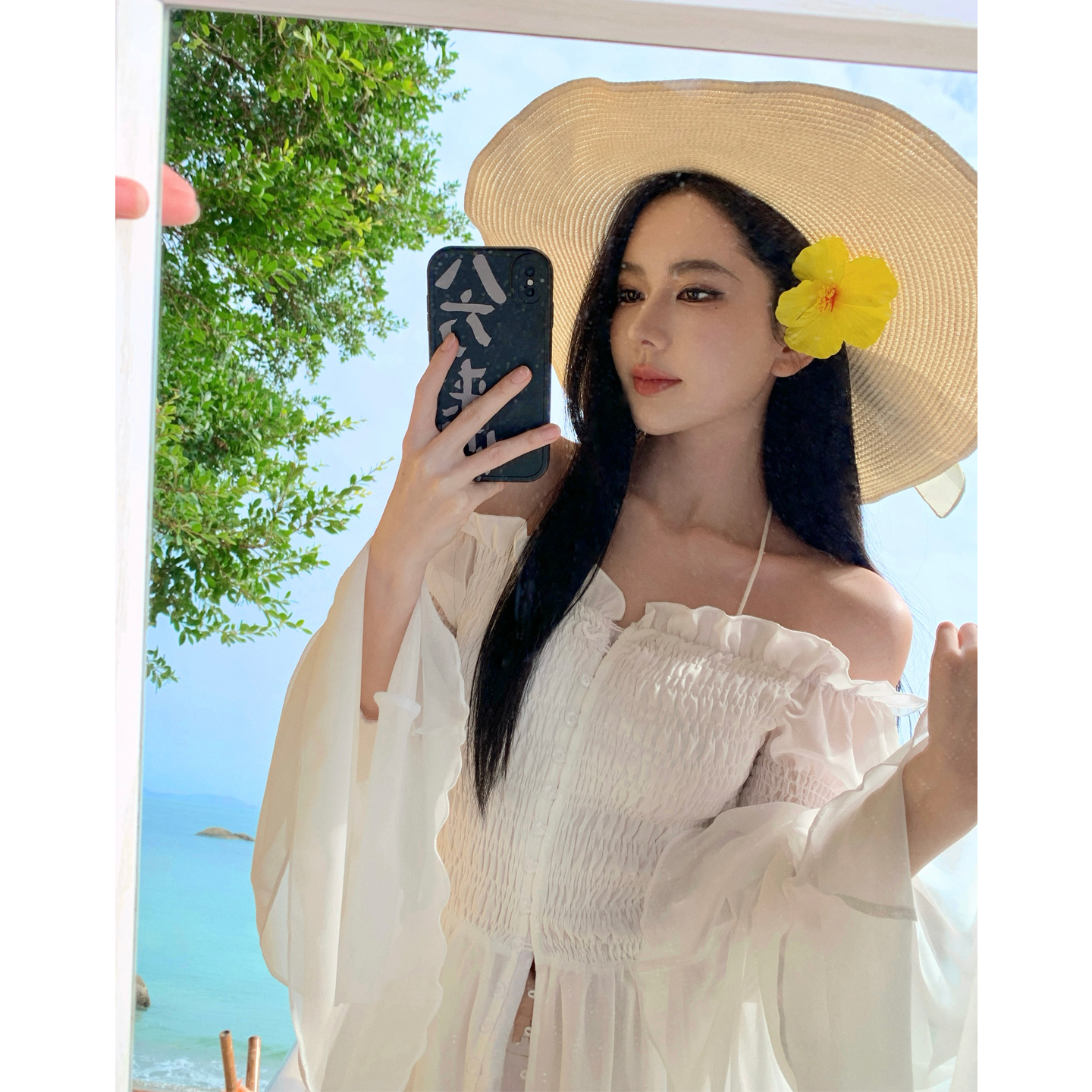 法式褶皺一字肩荷葉邊連衣裙2026女新款氣質收腰度假風長裙