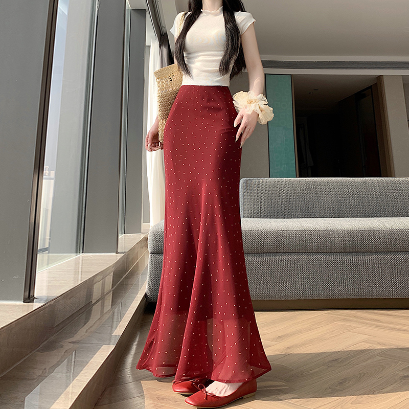 實拍設計感黑色波點包臀裙半身裙女2026夏季別致減齡顯瘦氣質長裙