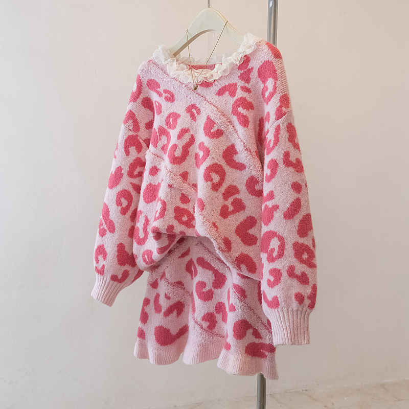 MY16370# 大码女装减龄显瘦新年穿搭套装设计感针织毛衣半身裙两件套女...