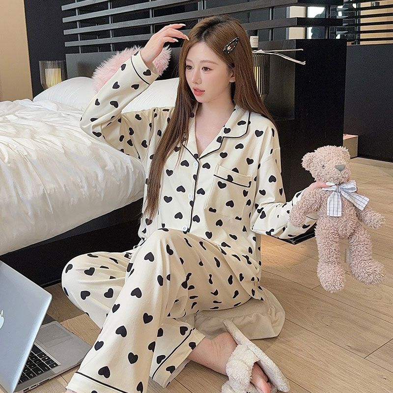 MY15117# 德绒加肥加大码翻领开衫长袖睡衣女套装家居服女裝貨源服裝批發