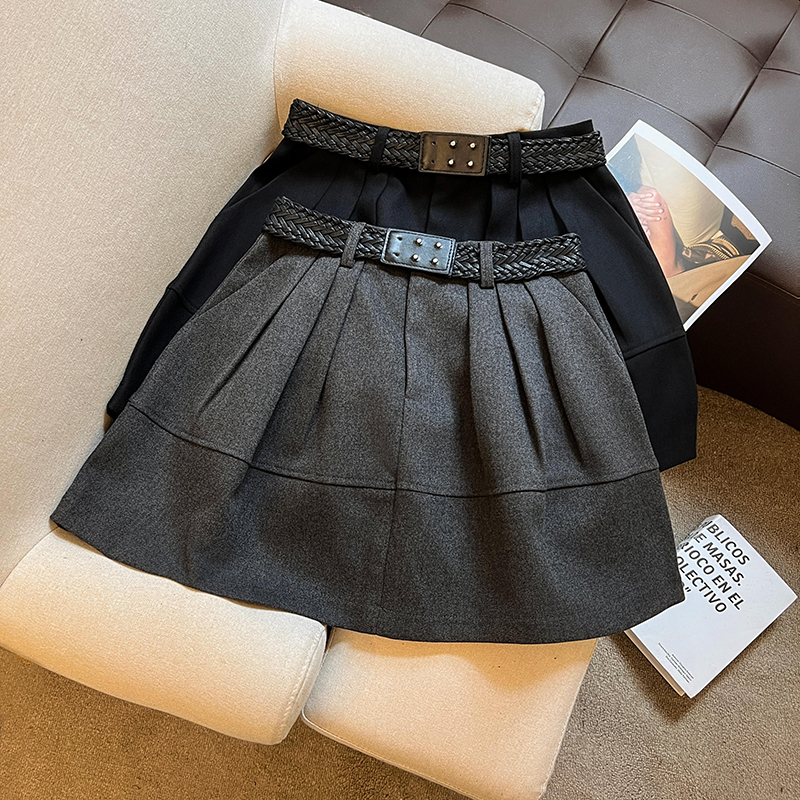 MY13428# 新款  MIU系立体阔挺A字毛呢半身裙花苞蓬蓬裙女裝貨源...