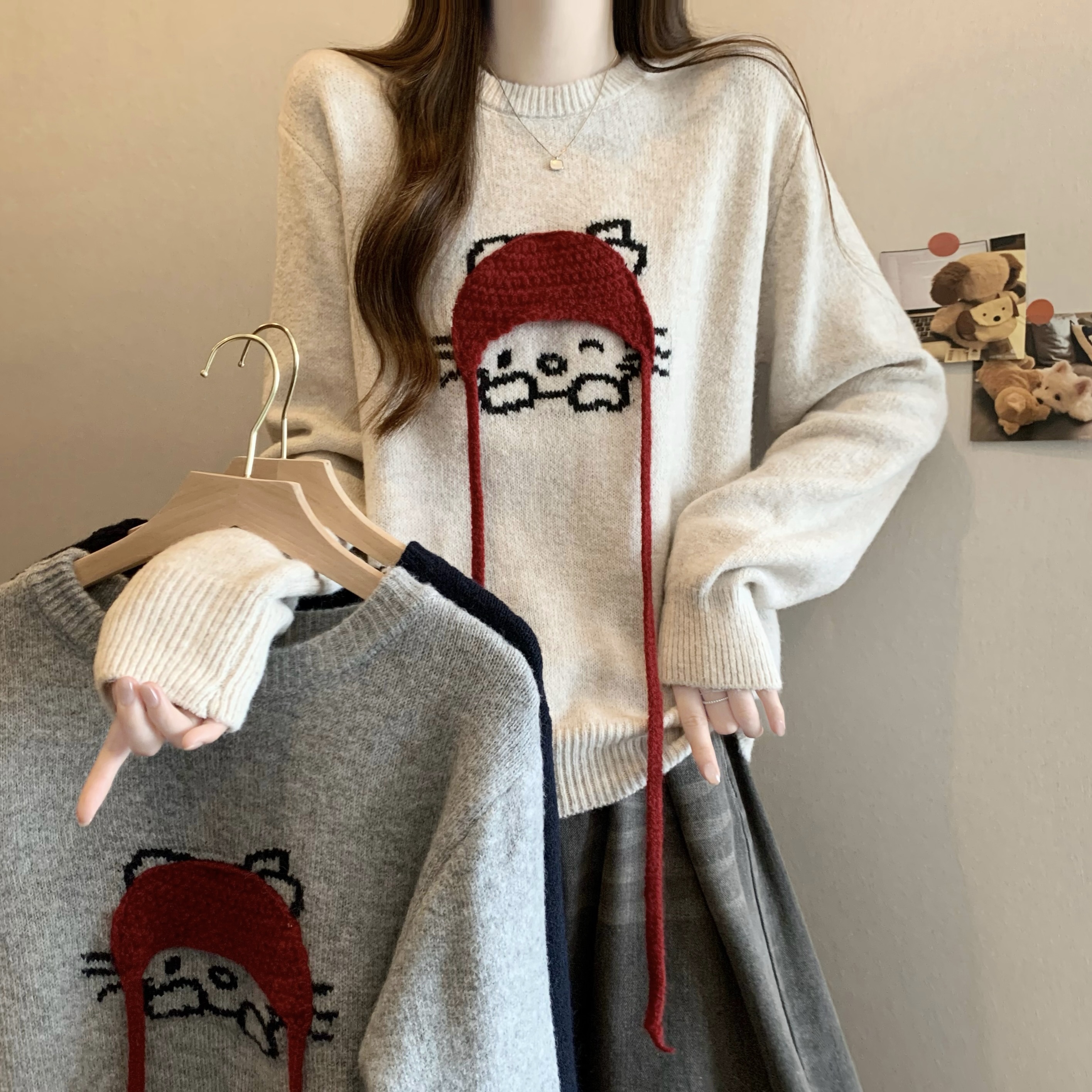 MY15002# 新版韩风设计感立体小红帽针织衫套头毛衣女裝貨源服裝批發