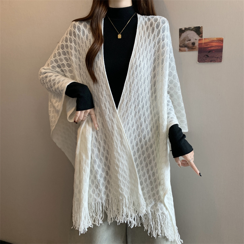 MY15995# 大码胖MM 新中式国风针织流苏开衫外搭披肩女裝貨源服裝批...