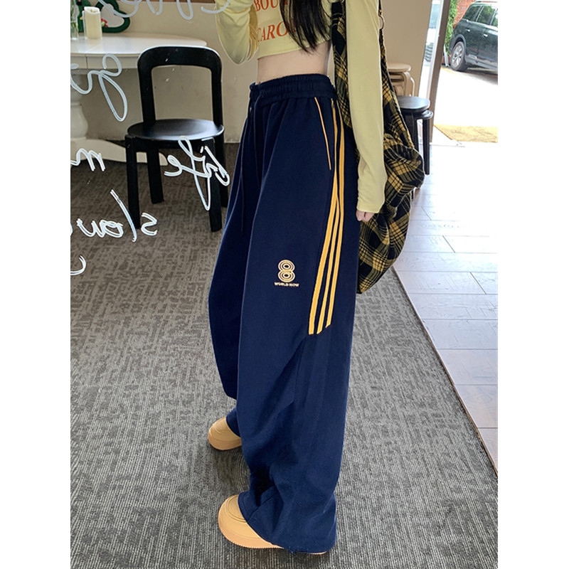 MY11572# 新款街头美式三条杠运动休闲裤宽松直筒阔腿休闲裤子女裝貨源...