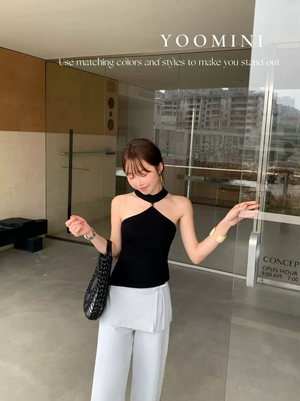 2026夏季美式辣妹氣質修身外穿美背性感無袖綠色掛脖針織背心上衣
