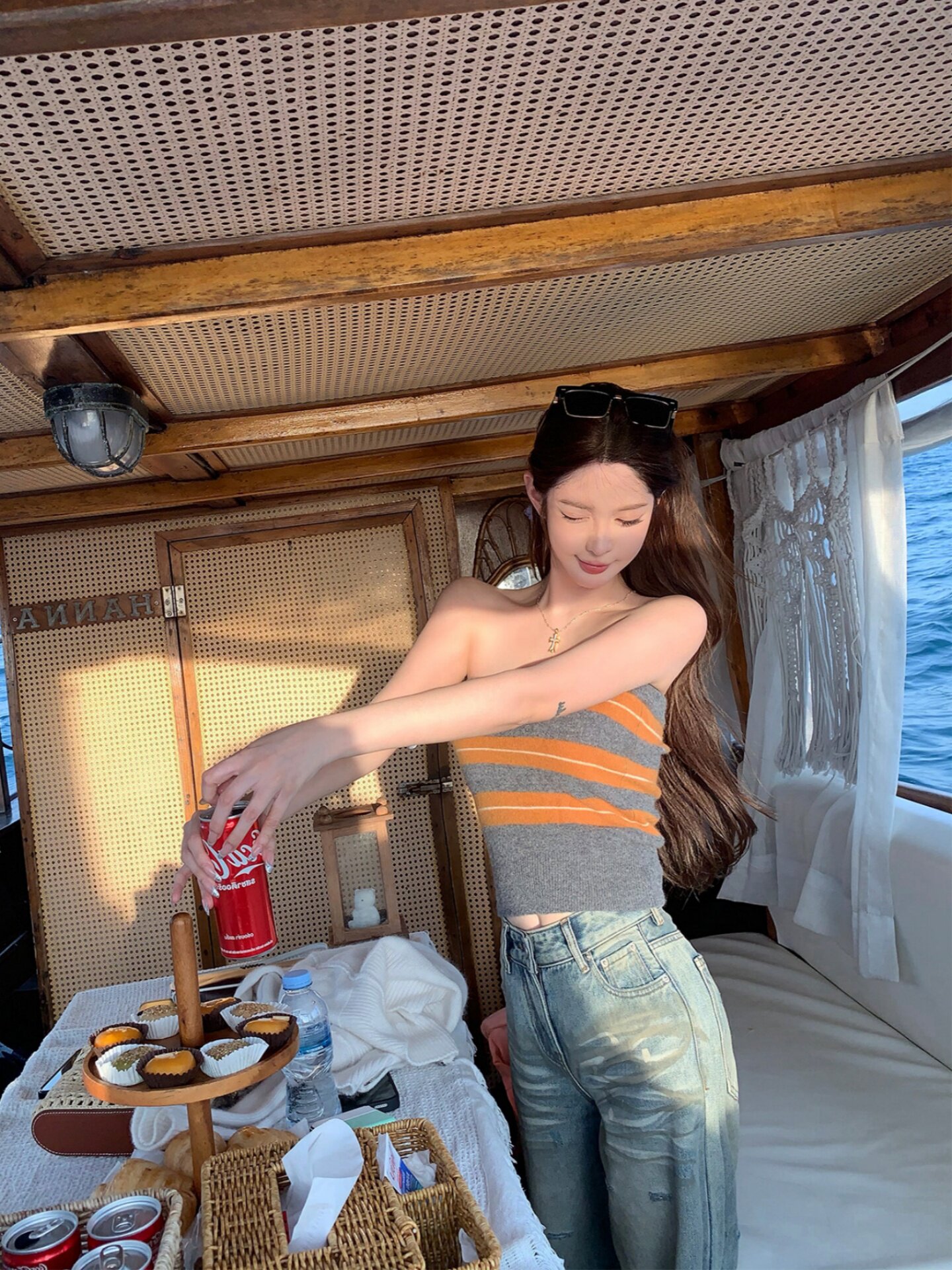 撞色條紋針織抹胸背心女夏季外穿辣妹風緊身內搭顯瘦短款打底上衣