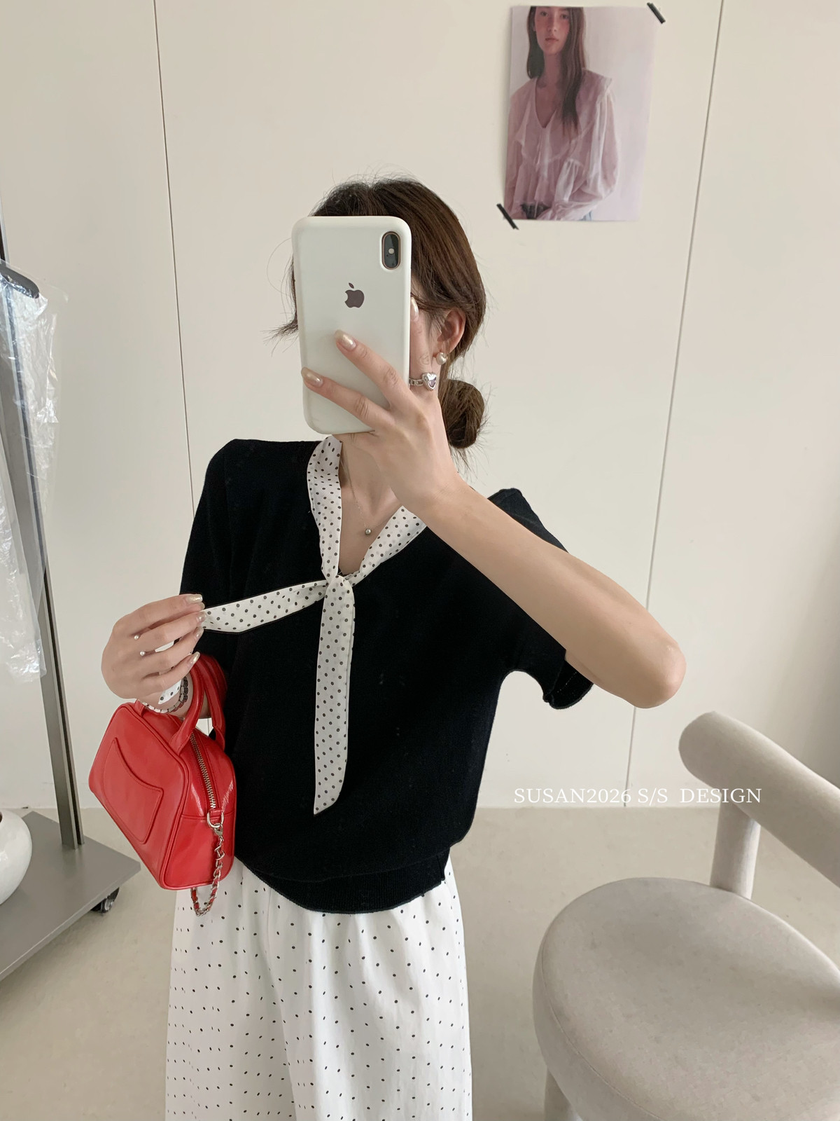 SUSAN-上新毫無抵抗力領帶不可拆夏季氣質千金感溫柔針織衫s05