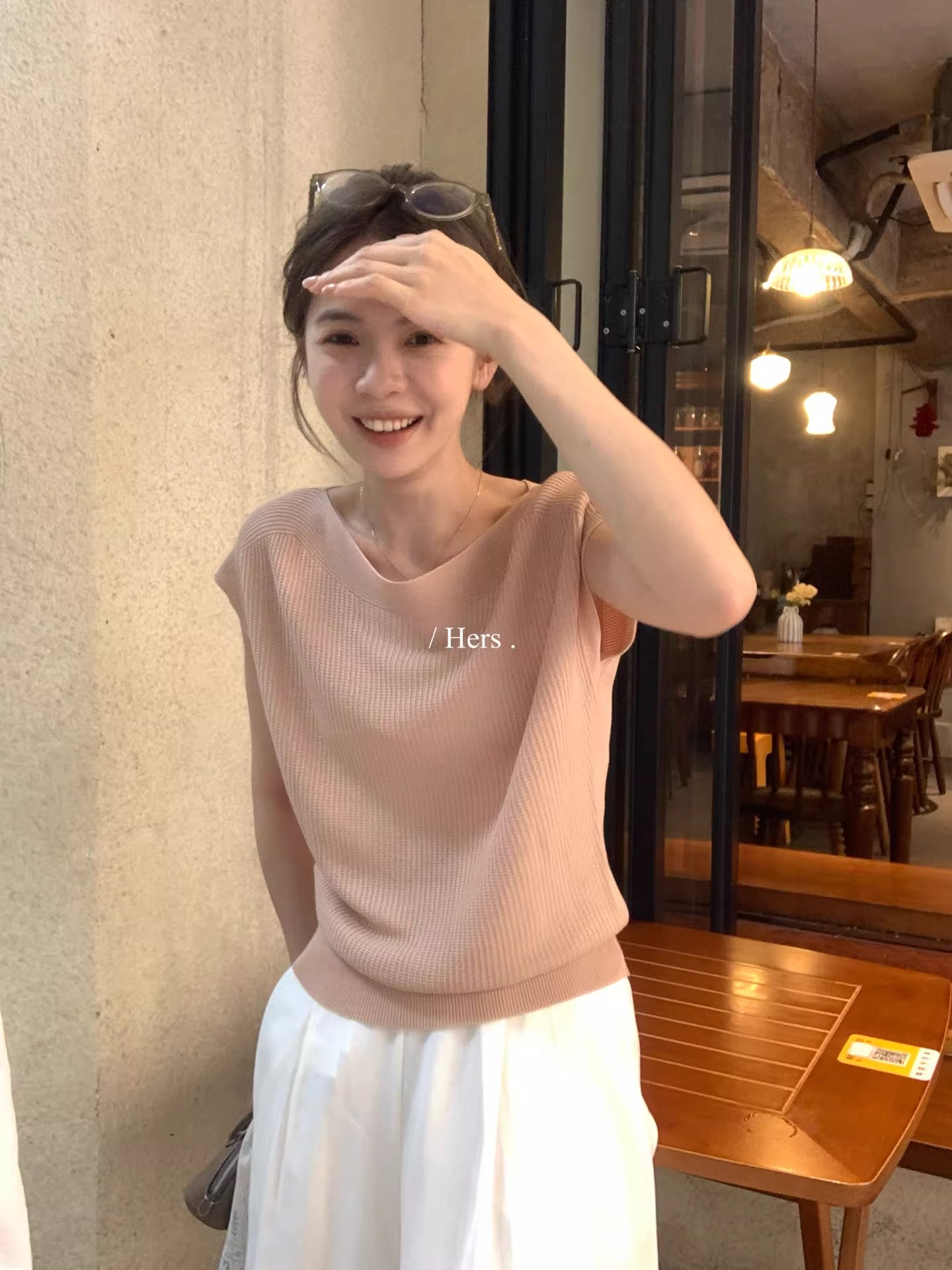 簡約氣質一字領小飛袖設計感短袖針織衫百搭顯瘦上衣女