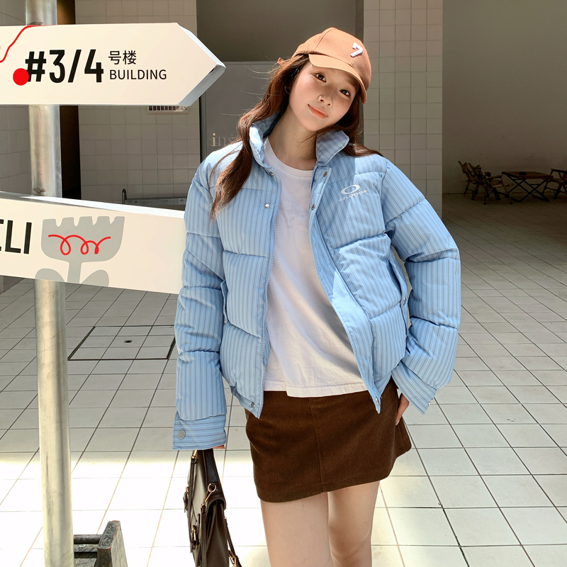 MY14915# 呆呆文美式复古棉服外套小众显瘦百搭面包服棉衣女裝貨源服裝...