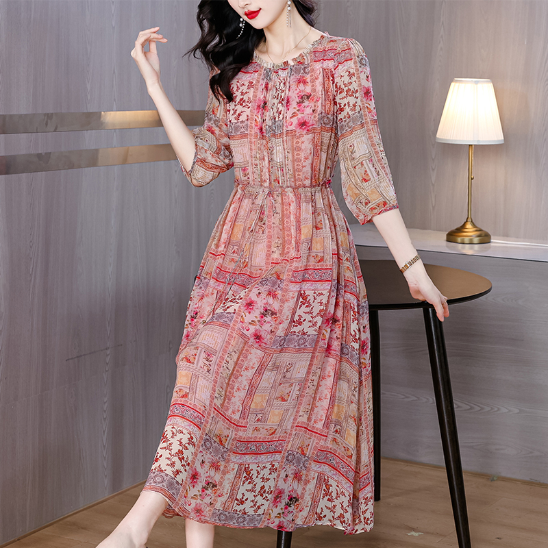 RY109# 真丝连衣裙春夏季2026新款高端精致法式温柔风超仙碎花裙