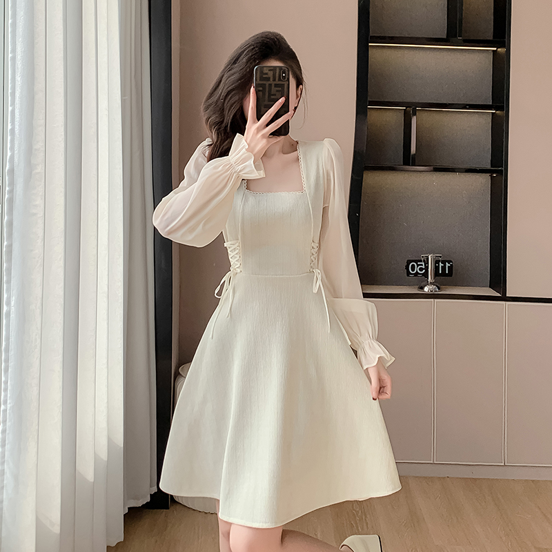 MY14166# 时尚新款小香风长袖连衣裙大码胖妹妹收腰显瘦名媛气质高级感裙子女裝貨源服裝批發