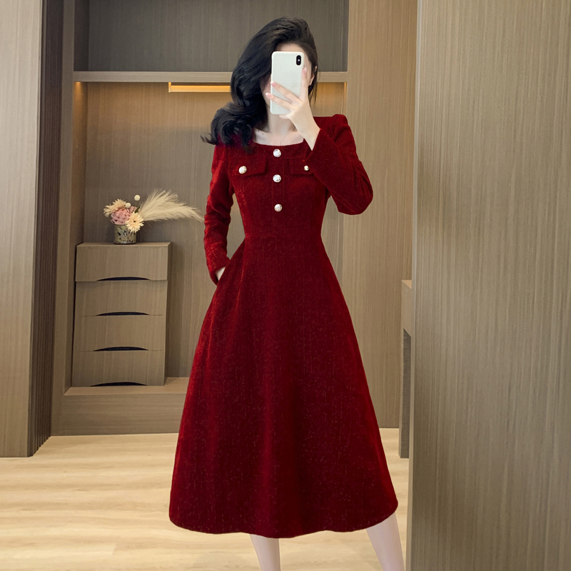 MY14160# 新年战袍小香风高级感连衣裙女大码小个子显瘦气质新中式长裙短裙女裝貨源服裝批發