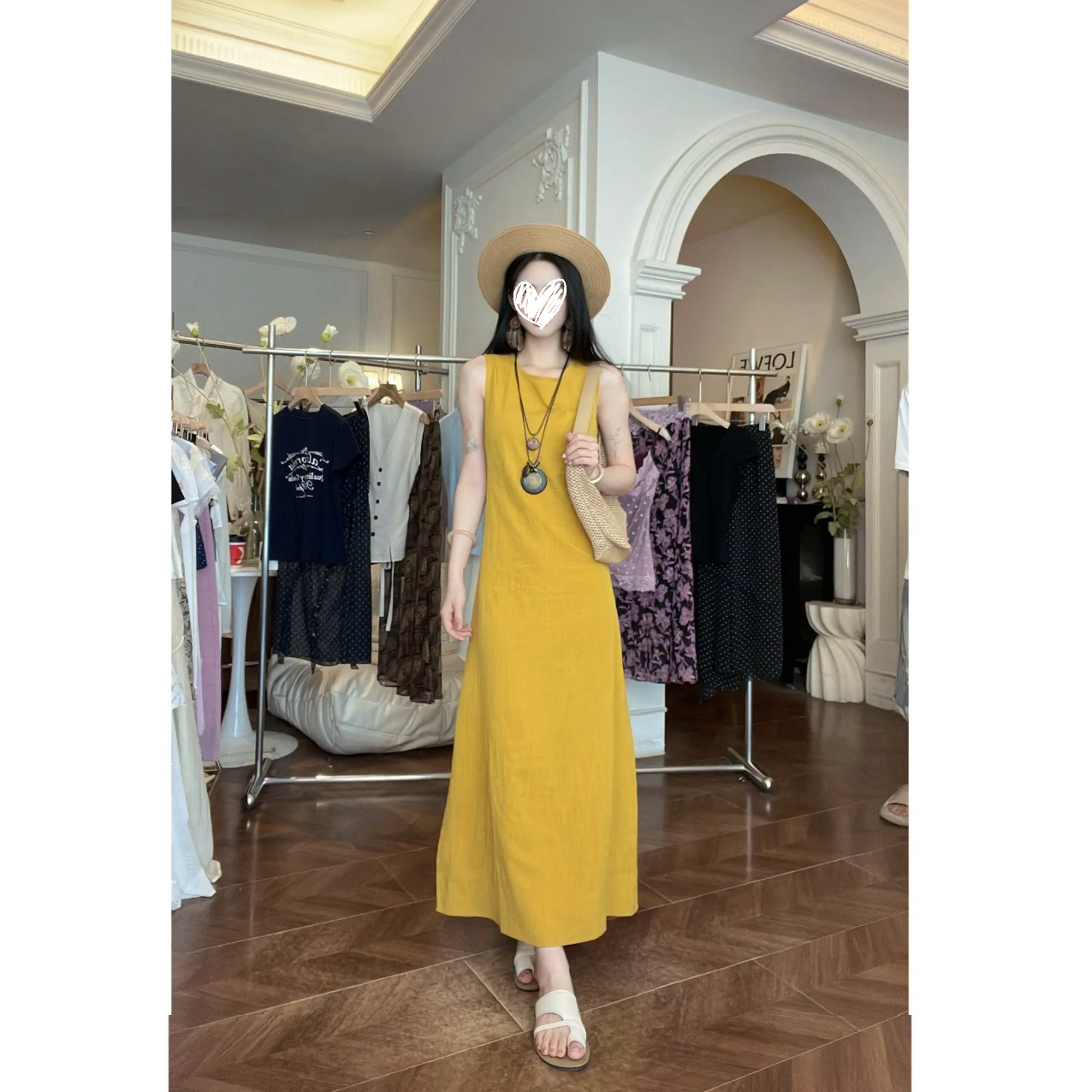綠色連衣裙女2025夏新款高級感氣質超好看修身高個子無袖背心裙