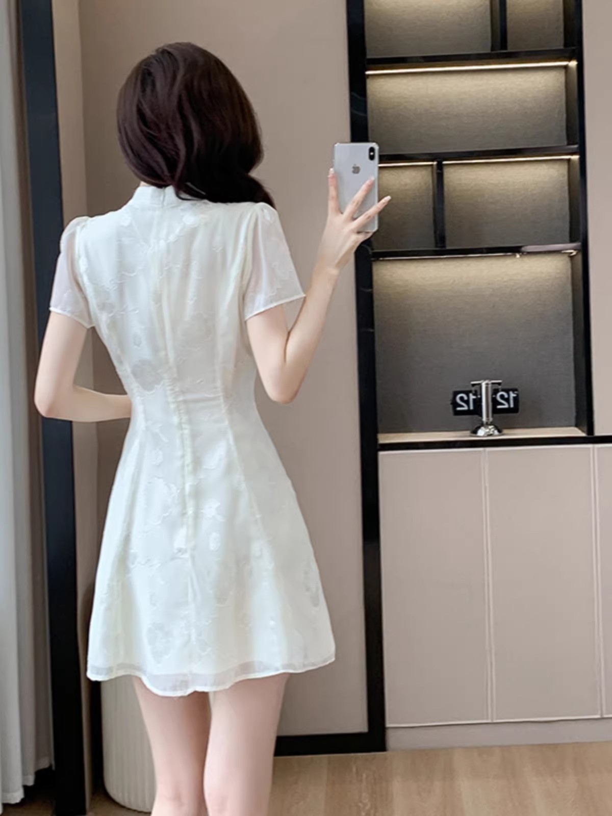 小個子高端國風提花旗袍裙改良新中式連衣裙女收腰a字氣質訂婚裙